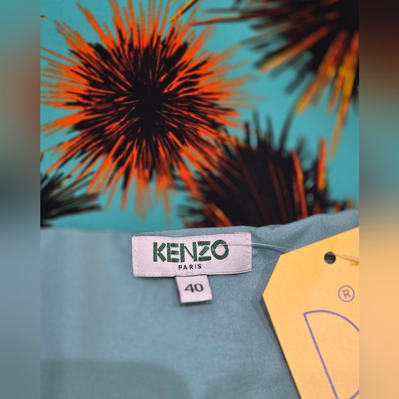 Kenzo Sea Urchin Print Wrap Skirt, Turquoise And Orange NWT, - Picture 11 of 14